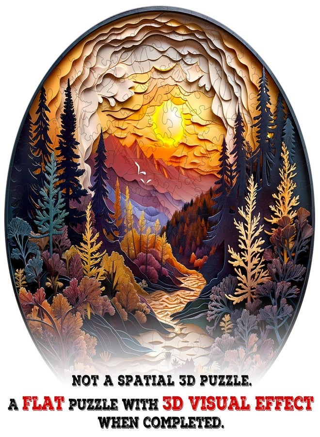 Purdicra Wooden Puzzles for Adults - Unique Animal Shaped Sunset Forest Puzzle, 3D Vision Wooden Jigsaw Puzzle, Christmas Birthday Gifts for Friends/Family, Home Decor 11.4 * 11.4in 200pcs - Image 2